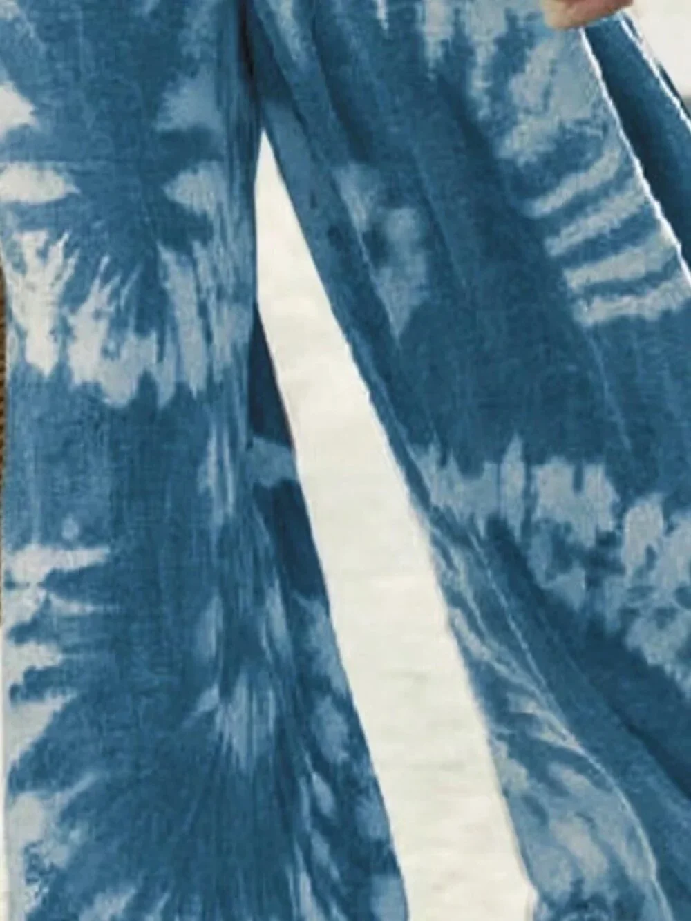 Blue Casual Women's Tie-Dye Print Wide Leg Loose Pants